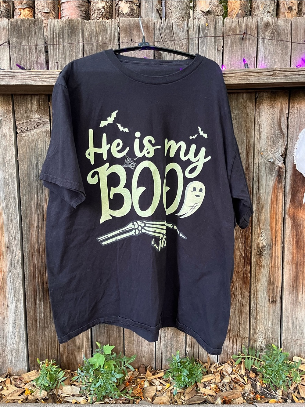 Black "He Is My Boo" Halloween Graphic Tee